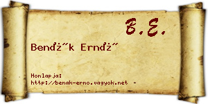 Benák Ernő névjegykártya
